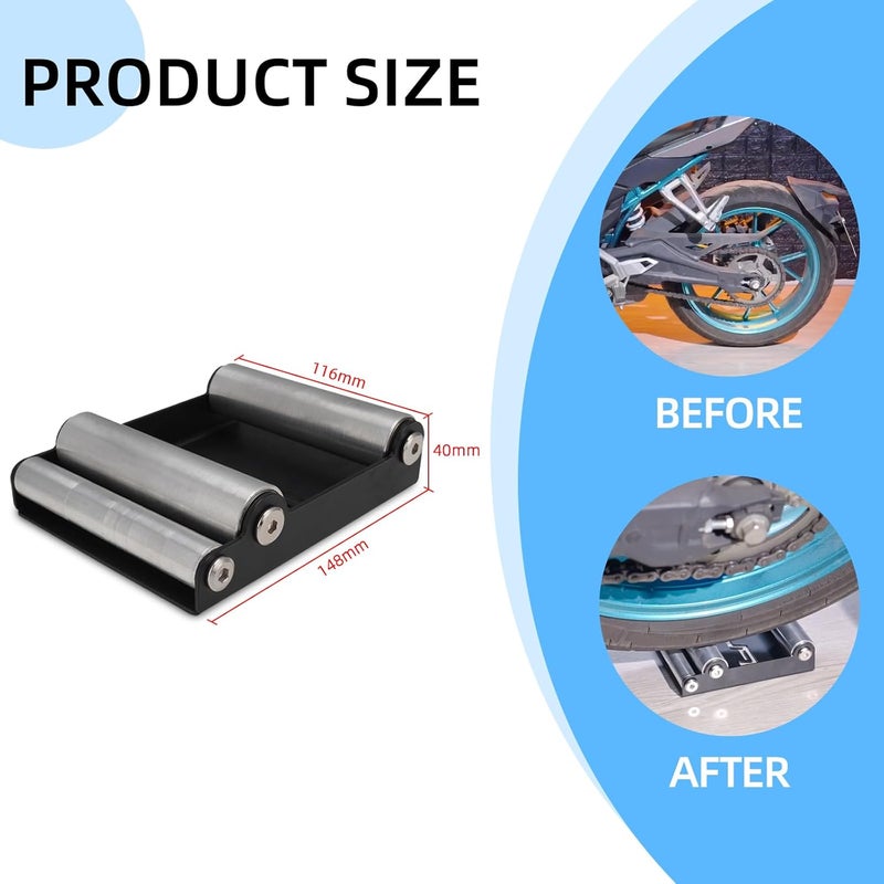 BAOUFF Motorcycle Wheel Cleaning Stand with Cleaning Brush Kit,Universal Roller Paddock for Dirt Street Bike Ebike for Tire Cleaning & Chain Lubrication(Bikes<500 lb & Tire Width<180 mm) - Image 2